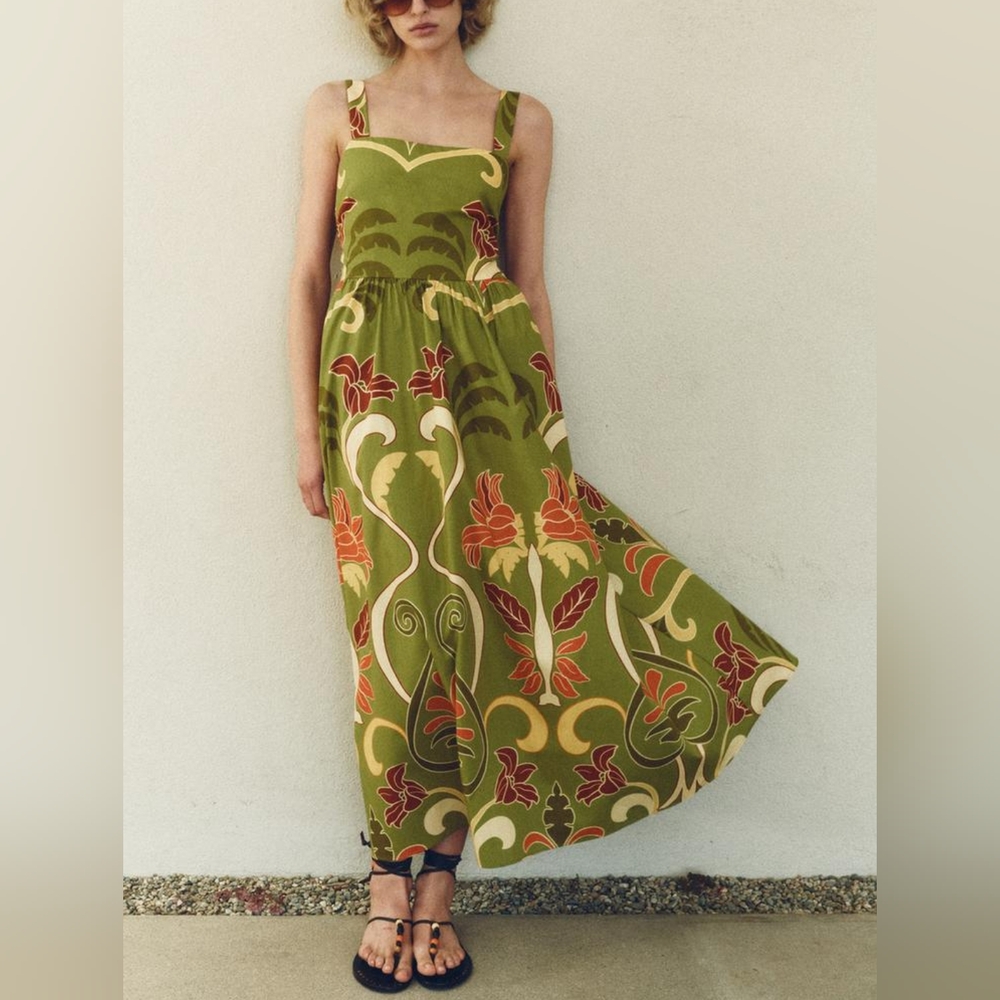 Zara ZW Limited Collection Printed Midi Dress NWT